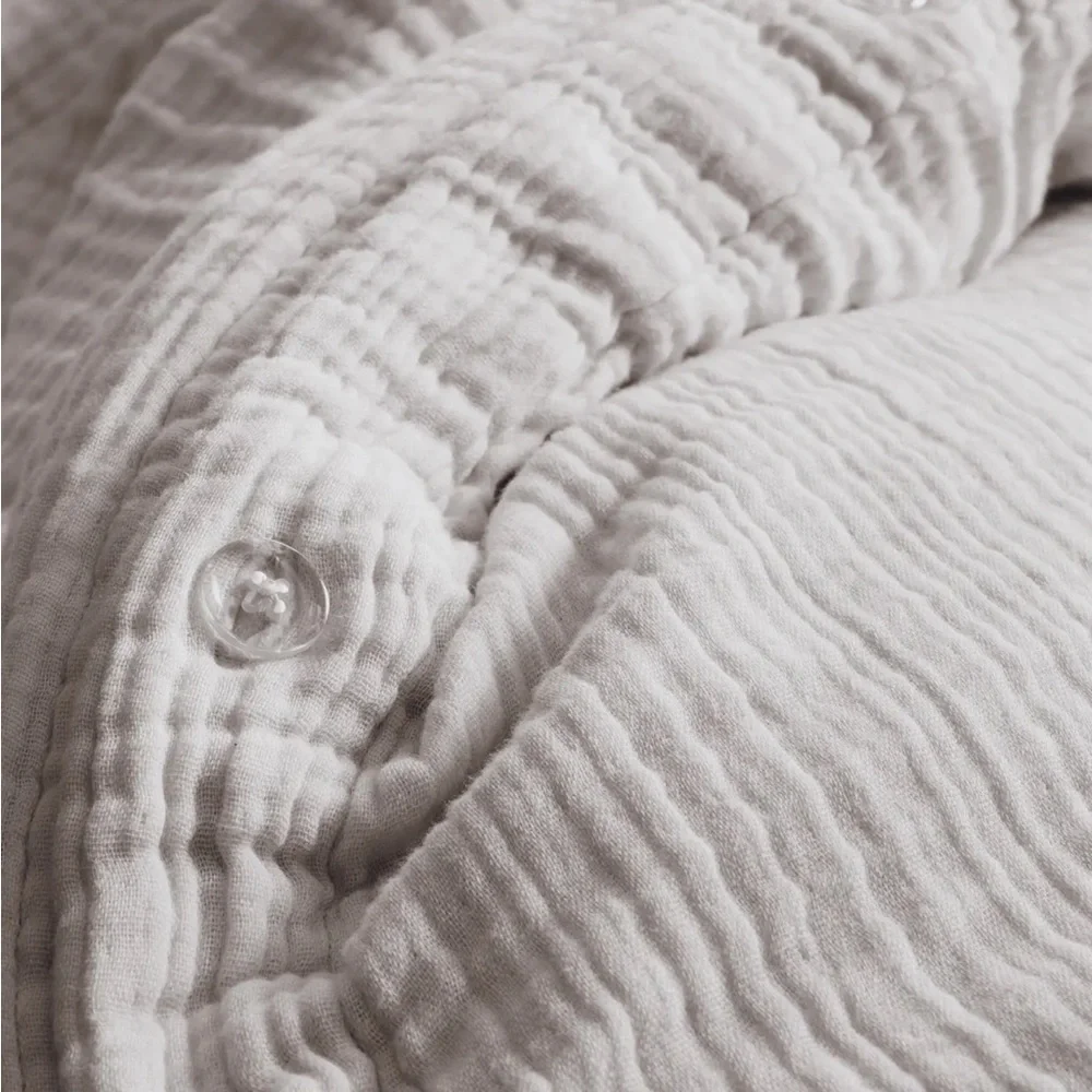 QUINCE NWOT Organic Airy Gauze Duvet Cover Set Full Queen Light Grey
